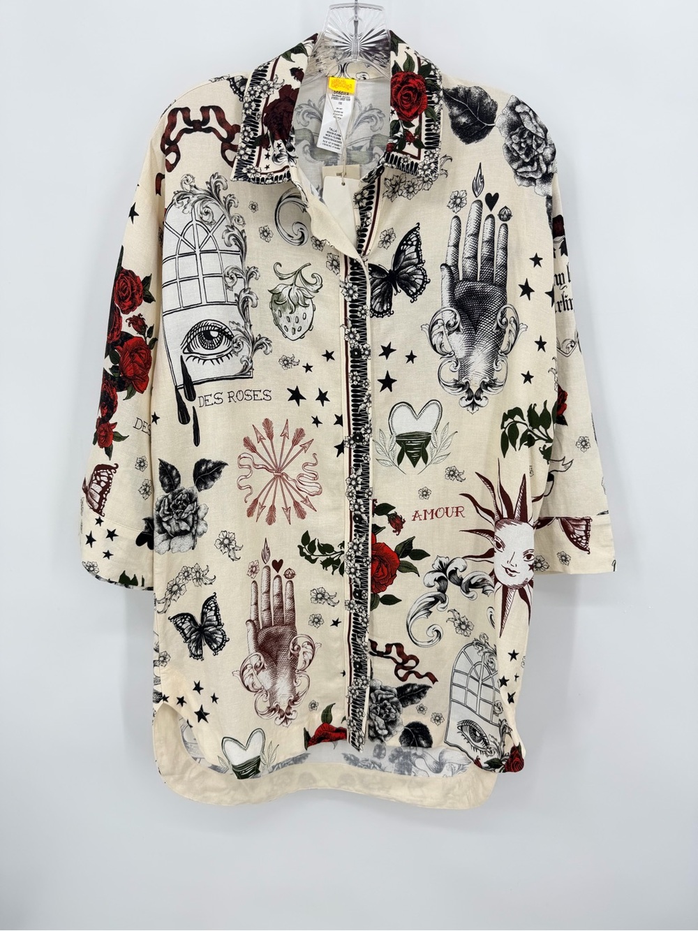 Agua Bendita NWT Chrissy Thorn Shirtdress Cover-Up Tunic Cotton Linen Size S - Picture 3 of 15